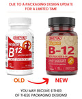 High Potency Vegan B12 Tablets With Folic Acid and B6 For Steady Energy And Brain Boost Fast Dissolving Tabs packaging update comparison