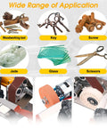 Wide range of applications for the Mini Belt Sander For Knife Making Electric Bench Grinder including tools and materials.