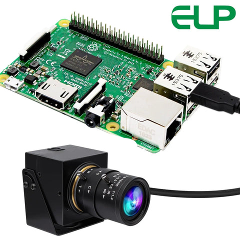 Global Shutter USB Camera With 10X Telephoto Zoom 5 To 50Mm Varifocal CS Mount Webcam connected to a circuit board