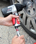 Using ColorFit M-Style Red 1/4 Inch NPT Coupler And Plug Kit 3-Piece Set For Worksite-Ready Industrial Air Lines on impact wrench