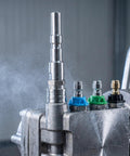 Save Time On Yard Work With This Straight Up Stainless Steel Pressure Washer Quick Connect Coupler featuring a 1/4 inch connector.