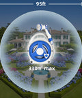Retractable Garden Hose Reel With 10 Patterns Spray Nozzle, 50Ft Auto Wind Up Hose Holder in garden setting, 330m² max area cover.