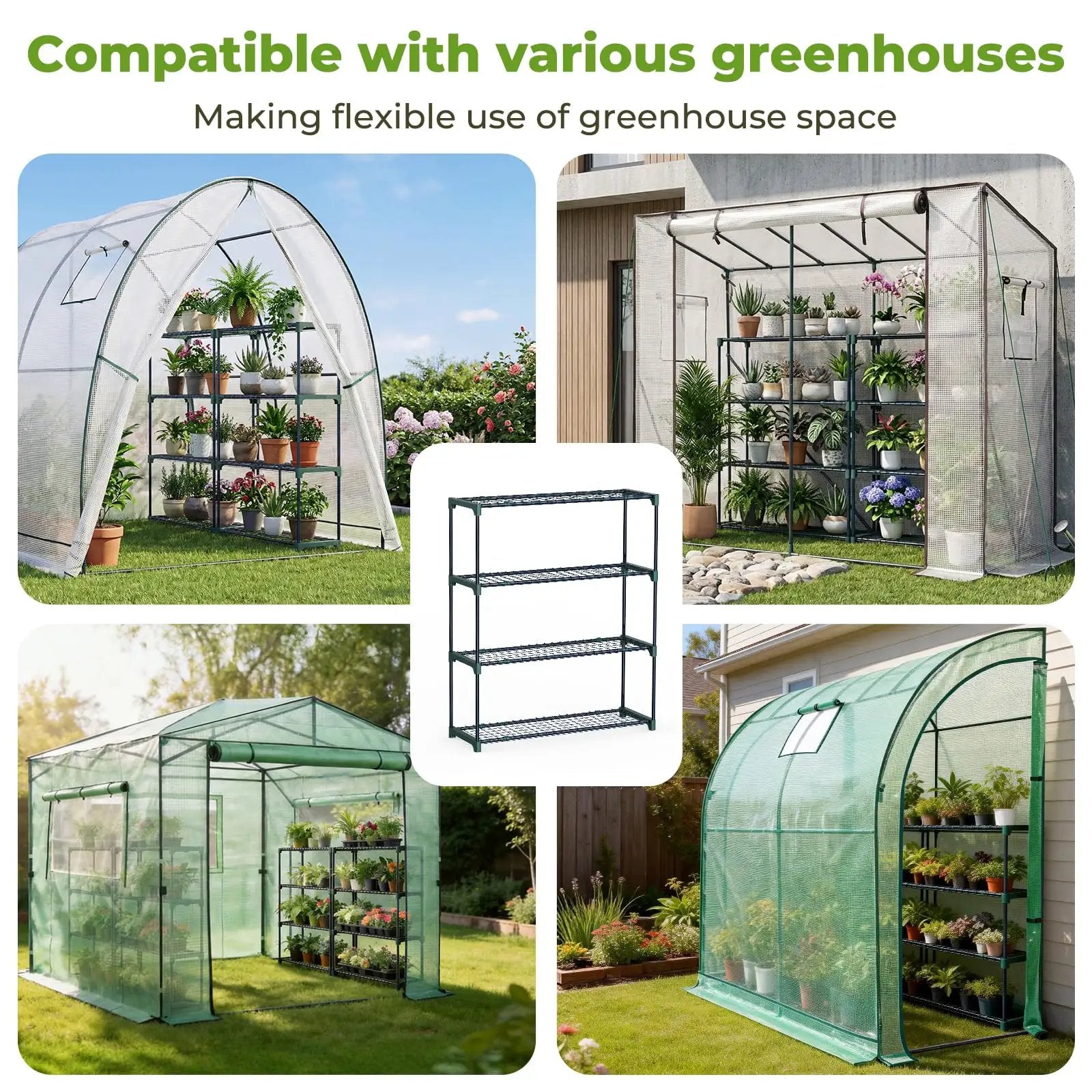 Four Tier Extra Wide Plant Greenhouse Shelves Set ✓