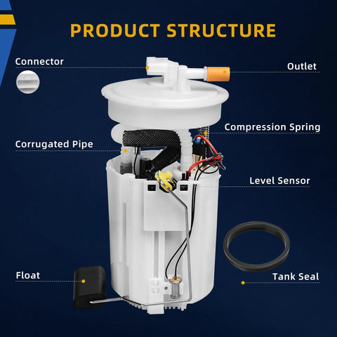 Fuel Pump Replacement For 2002 2003 Nissan Altima 2.5L L4 And 3.5L V6 Plug And Play showing structure with connector and float