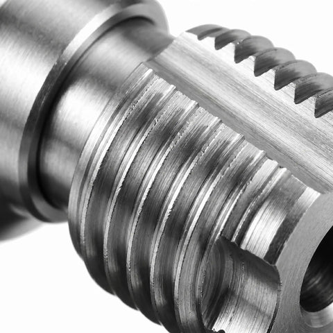 Dual-Function Pipe Threader For 1/2 Inch And 3/4 Inch Plastic Pipes, Portable 4-Piece Set For Internal And External Threading, Carbon Steel Construction, Ideal For Quick DIY Home Plumbing Repairs close-up of metal threading head