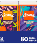 On-The-Go Pocket Pack Facial Tissues 8 Pack Bundle, 3-Ply Tissues With 10 Per Pack, 80 Total shown in colorful packaging.