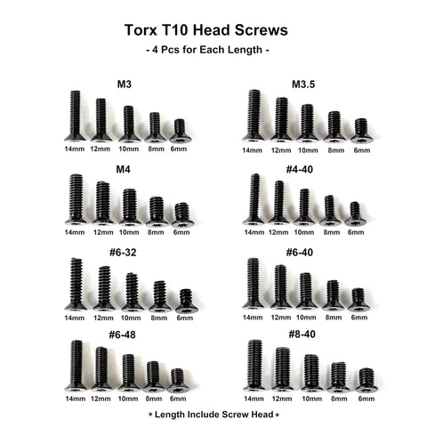 Red Dot Torx Screw Kit For Plates And Mounts With M3 M3.5 M4 And Thread Sizes 4 40 6 40 8 40 6 32 6 48