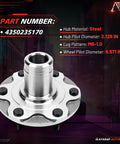 Direct Fit Front Wheel Bearing And Hub Assembly For Toyota 4Runner 1996 2002 Sequoia 2001 2007 Tacoma 1995 2004 And Tundra 2000 2006 OE Grade Beefy Heavy Duty Wheel Hub Replacement with steel material and specifications.