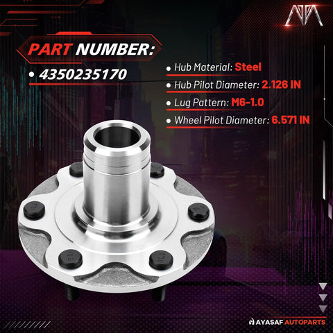 Direct Fit Front Wheel Bearing And Hub Assembly For Toyota 4Runner 1996 2002 Sequoia 2001 2007 Tacoma 1995 2004 And Tundra 2000 2006 OE Grade Beefy Heavy Duty Wheel Hub Replacement with steel material and specifications.
