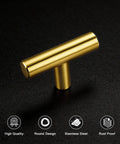 30 Pack Single Hole Cabinet Knobs In Brushed Gold Finish For DIYers In The Kitchen 2 Inch Overall Length Smooth Rounded Edge
