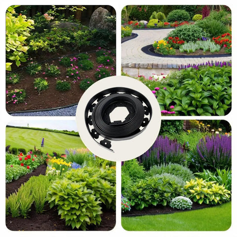 40 Foot Flexible Plastic Garden Edge Roll With 40 Spikes Two Inch Tall No Dig Landscape Border in flower bed layout