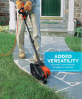 Person using 2 In 1 Electric Lawn Edger And Trencher With 12 Amp Corded Power, 7.5 Inch Cutting Width, Three Height Settings on driveway