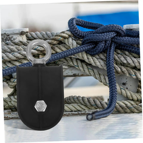 Two Pack Silent Rotating Bearing Pulley Block Set For DIY Gym Gear, Heavy Duty Cable Roller Wheel With Detachable Traction System, Quiet Operation, Supports Up To 100kg, ABS Housing And Galvanized Steel Wheel, black pulley on rope