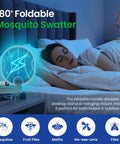 2 In 1 Electric Bug Zapper And Indoor Fly Swatter With Rechargeable Mosquito Zapper High Voltage Killer And UV Light Mosquito Trap For Efficient Indoor And Outdoor Pest Control on a nightstand with glowing UV light.