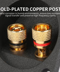 Close-up of gold-plated copper posts on 2.2 Inch Square Screw Type Speaker Terminal Cup For 2 Way Systems With Gold Plated Binding Posts