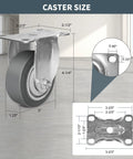 ZDNEY 3-inch rubber caster wheels with metal mounting plate; 4-pack (2 swivel, 2 rigid)