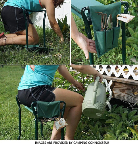 Heavy Duty Garden Kneeler And Seat With Two Tool Pouches, Foldable Garden Bench Stool, Portable Kneeling Chair For Weeding And Planting