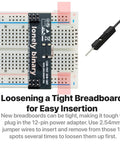 All In One Electronics Prototyping Starter Kit With 830 Point Breadboard And Type-C Power Supply demonstration of jumper wire insertion