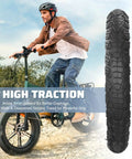 Fat Sixteen By Two Point Five Inch Electric Bike Tire With All Terrain Knobby Tread For E Trikes And E Bikes Foldable Replacement Tire For Snow Sand Mud And Dirt High Traction And Strong Grip Durable Heavy Duty Design on e-bike
