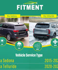 Kia Sedona 2015-2021 and Kia Telluride 2020-2025 in various weather conditions displayed in promotional image