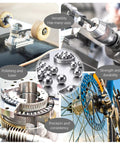 40 Pieces 1 Inch Chrome Steel Bearing Balls 25.4mm Precision High Hardness For Bearings, Drawer Slides, Auto Parts, And Industrial Machinery Maintenance And Upgrades. shown with bearings, drill chuck, and bicycle hub