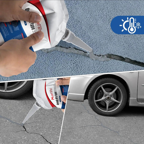 Fast Cure Concrete Crack Sealant For Slab Repairs, Quick Drying Waterproof Filler And Weather Resistant Caulking Glue, 4 Pack applied to cracked pavement and driveway sealing