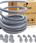50 Foot Liquid Tight Conduit Kit Half Inch Flexible Non Metallic Electrical Conduit With Five Straight And Four 90 Degree Fittings