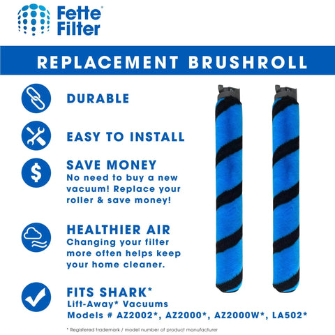 Image of Soft Brush Roll Replacement Set For Shark Vertex And Rotator Upright Vacuums, Compatible With Part 1483FC2000, Pack Of 2.