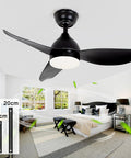 Modern Dimmable Led Ceiling Fan With Remote And App Control Smooth Dc Motor Six Speeds in black design for bedroom