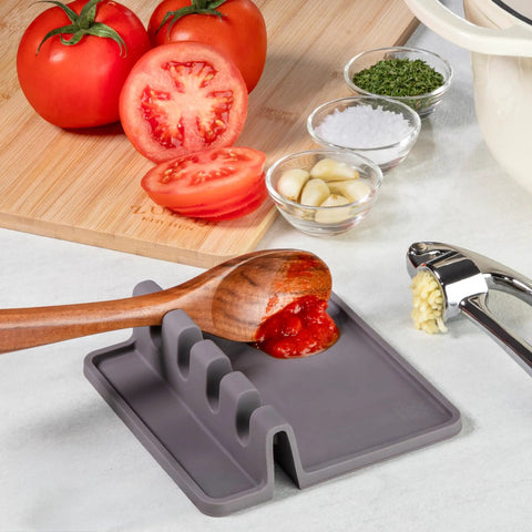 High Heat Silicone Spoon Rest Drip Pad For Stove Top Keeps Counters Clean And Dry Holds Ladles Tongs Spatulas And Utensils BPA Free Heat Resistant Easy To Clean Compact Kitchen Gadget Gift