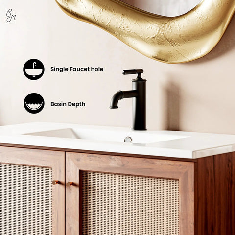 36 Inch Ceramic Vanity Sink Top With Top Mount Installation And Integrated Bowl Scratch Resistant Non Porous Ceramic Surface