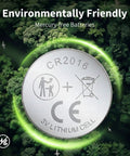 Kicking Performance Cr2016 3V Lithium Coin Cells Six Pack showing environmentally friendly mercury-free battery details.