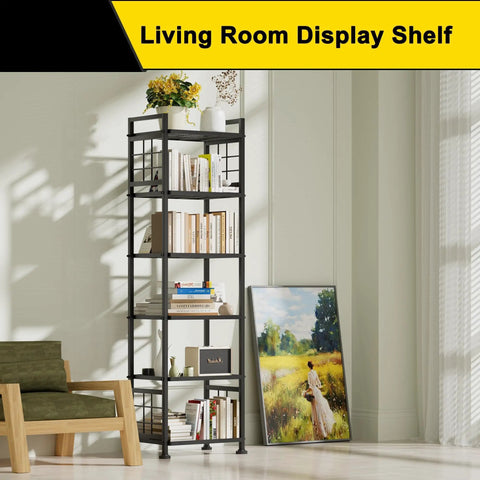 Six Wire Standing Storage Shelf For Bathroom And Laundry Room, Metal Shelving Unit Pantry Rack For Kitchen And More, Black Finish