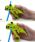 Person using Pro Grade Wire Stripping And Cutting Tool For Ethernet Cabling And Coax Adjustable Blade Depth Durable ABS Build.