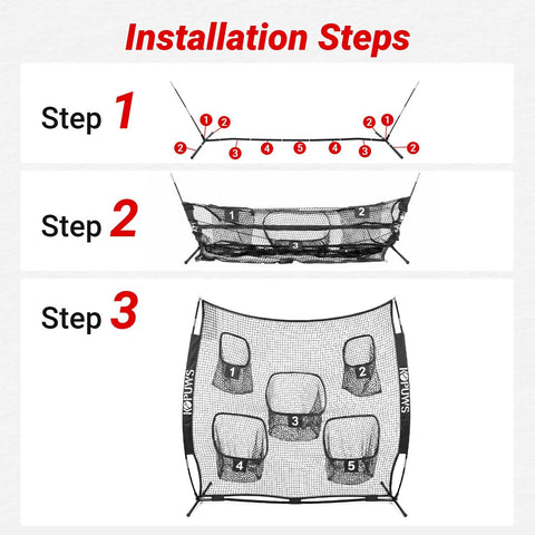 Installation steps for All In One 7x7 Football And Multi Sport Throwing Net With 5 Target Holes