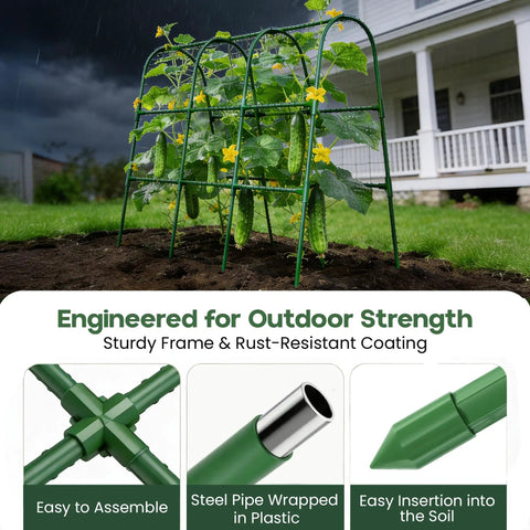 U Shape Garden Trellis For Raised Bed 48 By 48 Inch No Tools Required Setup In A Jiffy Climbing Plant Support For Cucumbers