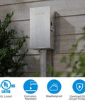 Outdoor 300W Low Voltage Transformer With Multi Tap Output 12V 13V 14V 15V For Landscape Lighting Stainless Steel Shield ETL Listed Weatherproof Power Supply mounted outdoors