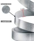 Gray Edge Banding 2 Inch by 50 Foot Non Glued Flexible Pro Grade Durable Brushed Aluminum Veneer Edge Trim shown in detail