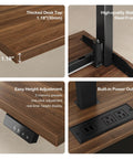 Detail of 63 Inch Standing Desk With File Cabinet And Privacy Panel Electric Height Adjustable L Shaped Desk With AC USB Ports