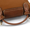 Hella Sturdy Adjustable Cowhide Leather Shoulder Strap Kit With Vintage Gold Hardware Game Changer For Mini Purse Easy Punch Free Installation brown leather handle with gold clasp