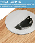 Round Hidden Door Pulls Set, Stainless Steel Recessed Flush Cabinet Pulls for Sliding Barn Doors, 50mm Diameter, Brushed Nickel