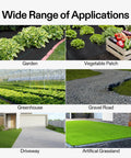 Heavy Duty Pro Grade Weed Barrier Landscape Fabric 5 Oz Dual Layer Ground Cover Mat applications in garden, greenhouse, driveway.