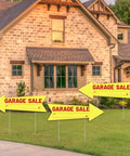 Garage Sale Sign With Stakes Waterproof Reusable Double Sided Arrow Signs 16x5 Inches Plastic Yard Sale Supplies Directional Arrows To Grab Attention And Bring In Shoppers 3 Pack, yellow arrows on lawn