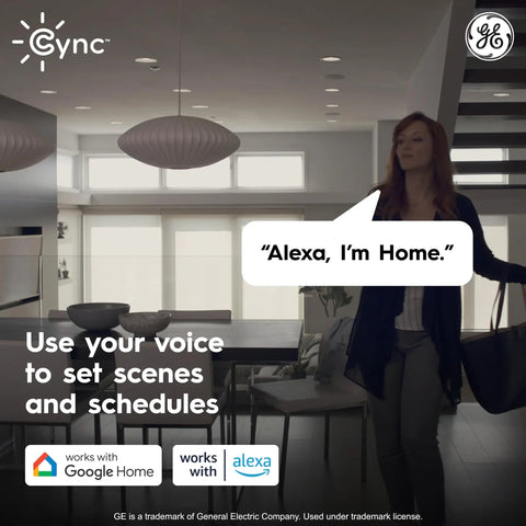 Three Pack Cync Reveal HD Plus Four Inch Smart LED Downlight Fixtures With Full Color Changing Lights WiFi And Bluetooth Control Thirteen Watt Works With Alexa And Google Home For Party Ready Indoor Recessed Lighting In Kitchen And Bath