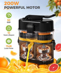 Amzpass Dual Head Electric Orange Juicer With Built In Cutter Citrus Squeeze Machine one touch auto press with fast juice extraction.