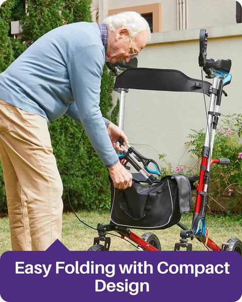 Kekoy 36-inch grabber reacher tool with blue handle beside a walker