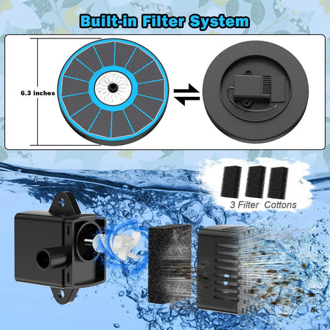 Glass Solar Water Fountain With White Flower Design 3.5W No Battery For Bird Bath Garden Pond Outdoor Pool With Four Fixed Rods And Seven Nozzles featuring built-in filter system