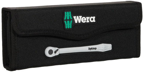 Ultra Slim 29 Piece Metric Ratchet Set With Three Eighths Inch Drive Zyklop Metal Build Switch Lever For Easy Direction Change Color Coded Sizing 5 Degree Return Compact Tool Kit For Tight Spaces And Quick Jobs in black Wera pouch.