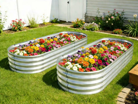 Raised Garden Bed 6 Ft By 2 Ft Metal Elevated Planter Two Pack For Vegetables Flowers And Herbs Galvanized Steel Frame in garden