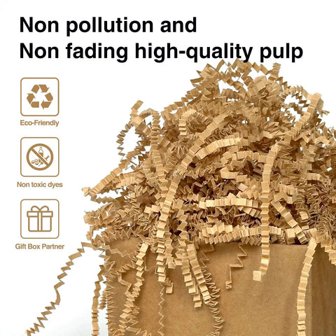 2Lb Crinkle Cut Paper Shred Filler For Gift Baskets And Packaging in Kraft Color, Eco-Friendly and Non-Fading Display